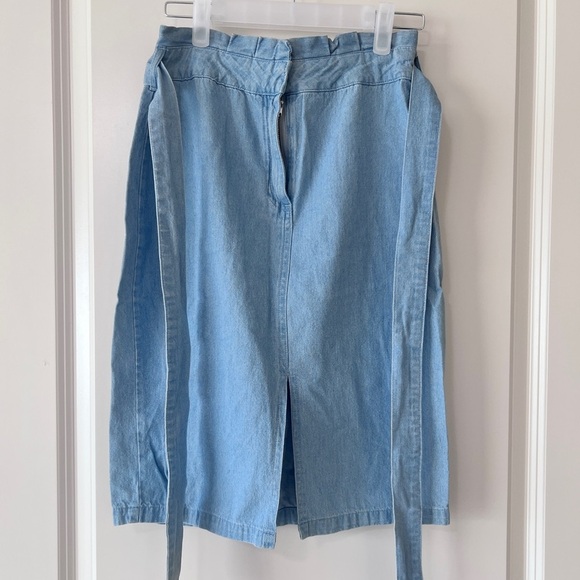 Forever 21 Denim Blue Pencil Skirt with Removable tie front belt - Picture 3 of 5